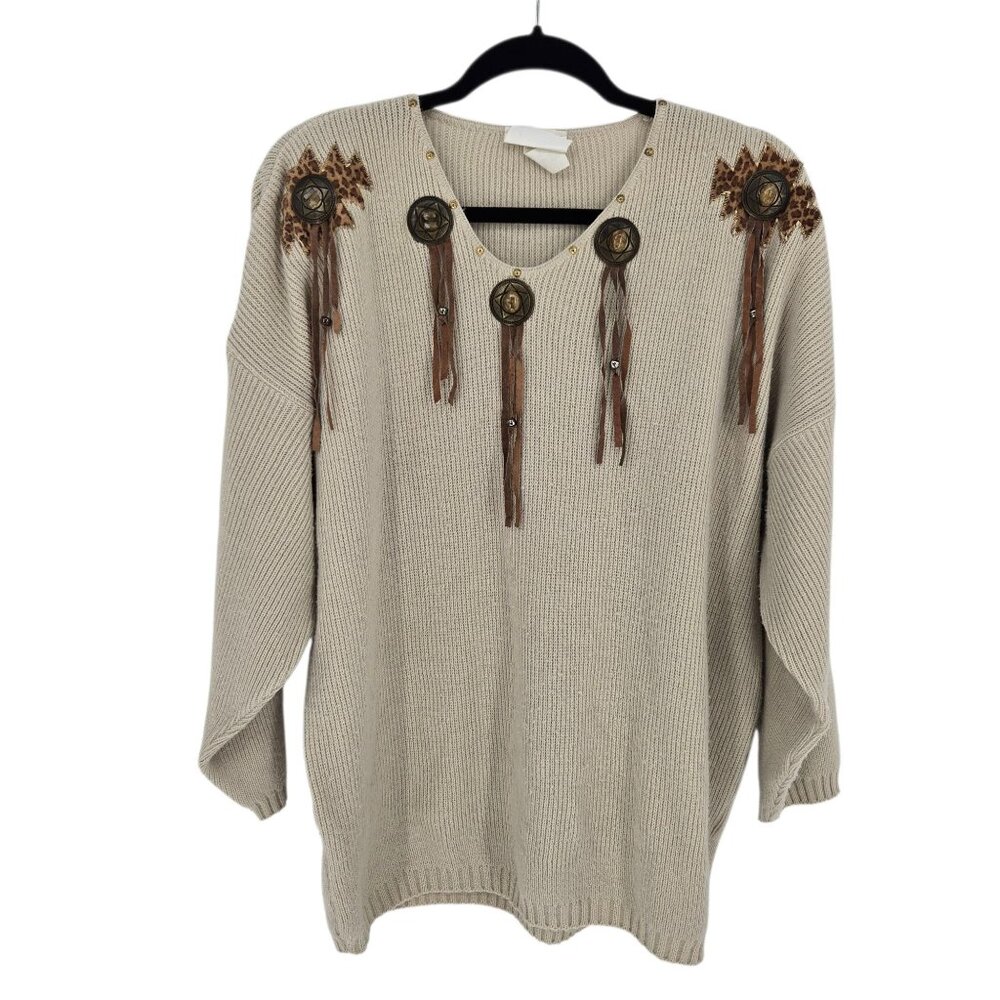 Cover charge womens OS cream western cowgirl rodeo suede tassel button buckle
